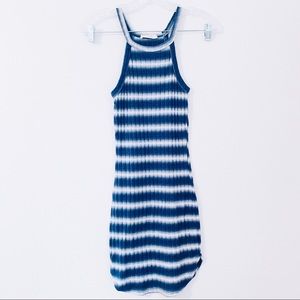 Poetry blue and white striped body con dress